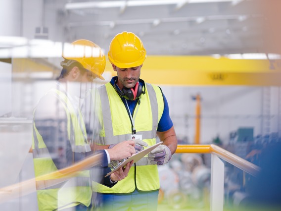 construction workers talking