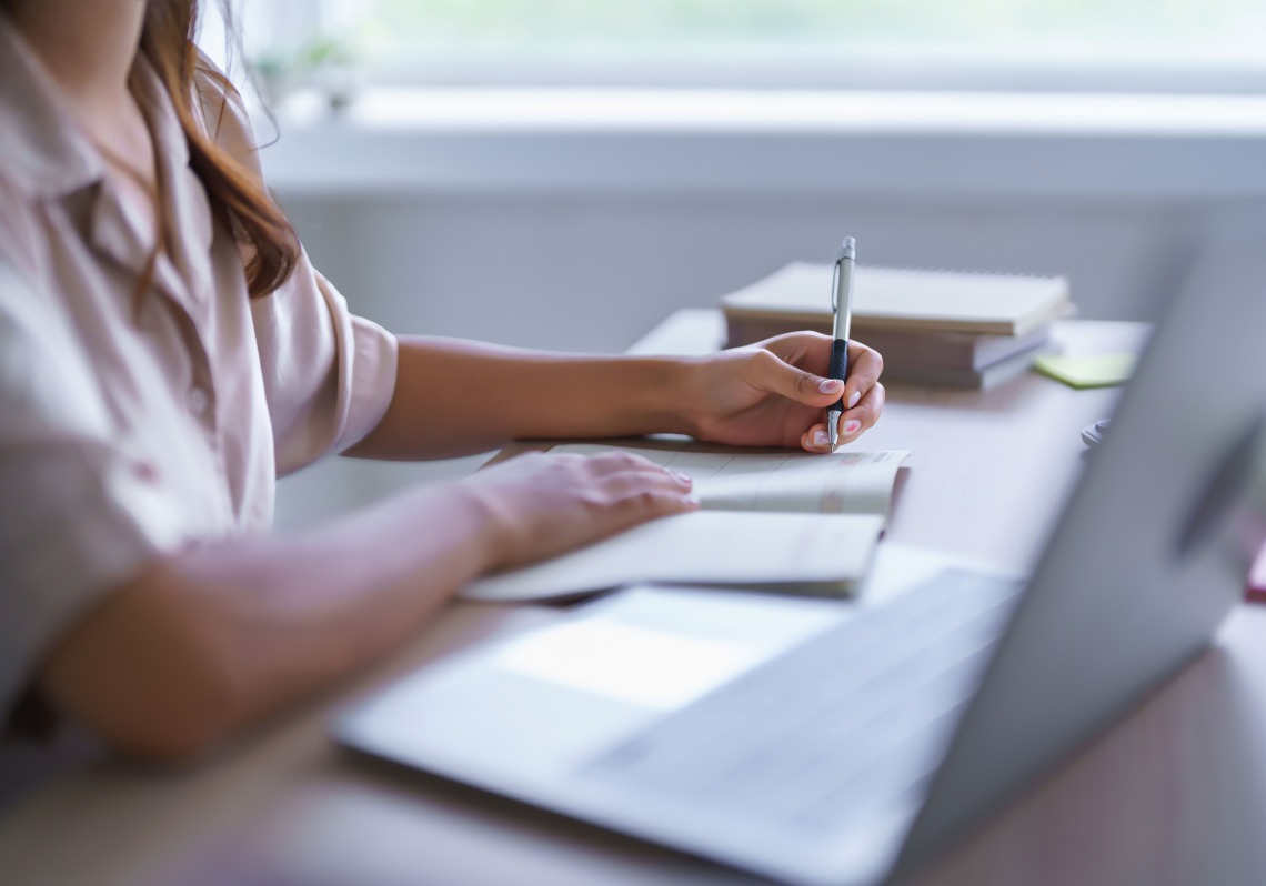 woman working on laptop