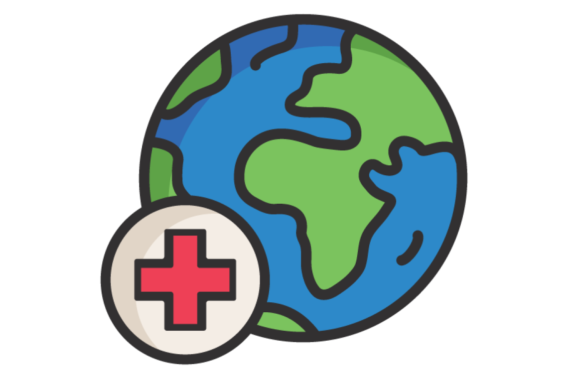 cartoon globe with red cross